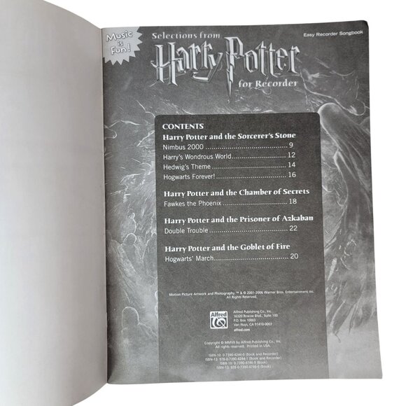 2/$15 Alfred Selections From Harry Potter Recorder Songbook Easy WB Corner Wear - Picture 8 of 13